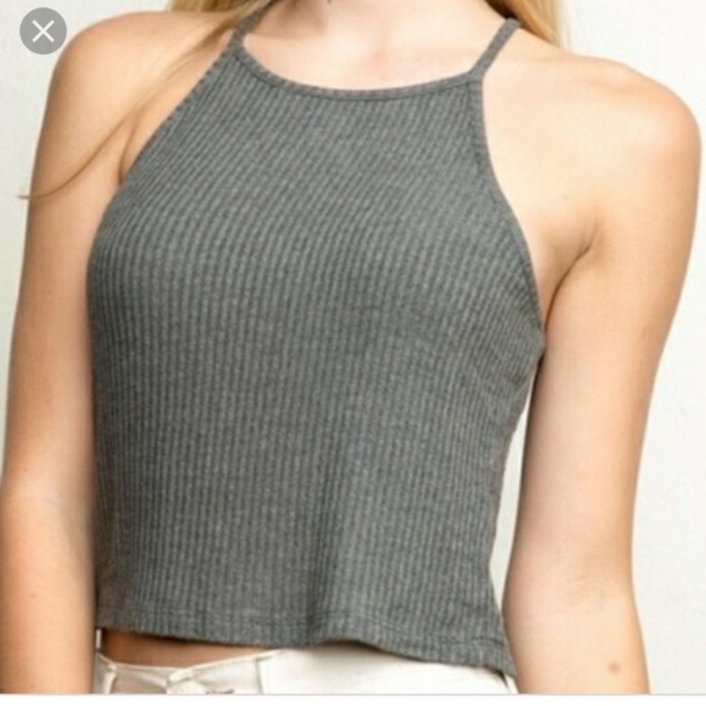 John Galt Ribbed Grey Tank Top